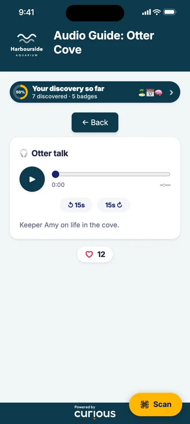The Otter Cove audio guide player