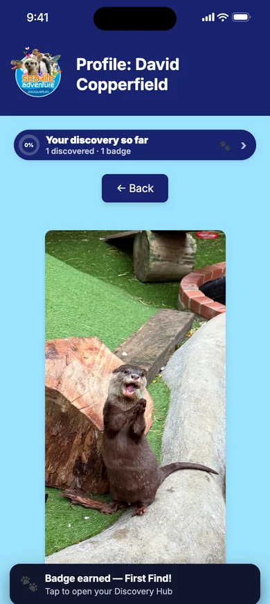 David Copperfield the otter's profile at Sealife Adventure