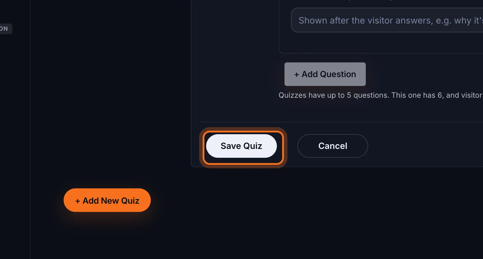 Step 4: Click Save Quiz.