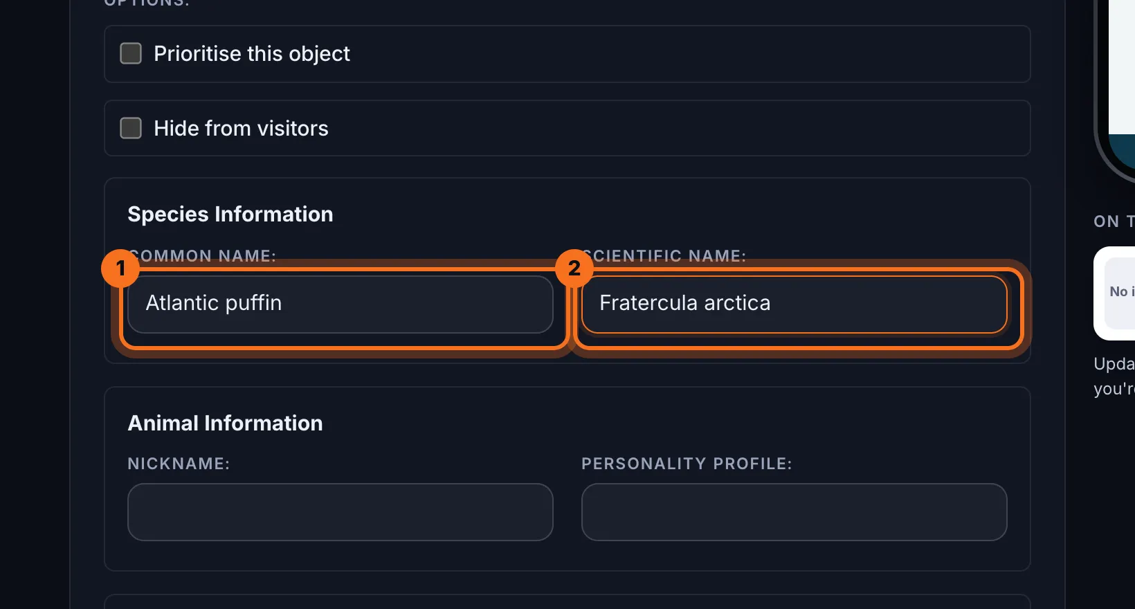 Step 5: Fill in the fact file, starting with Common Name and Scientific Name, then the descriptions below them.
