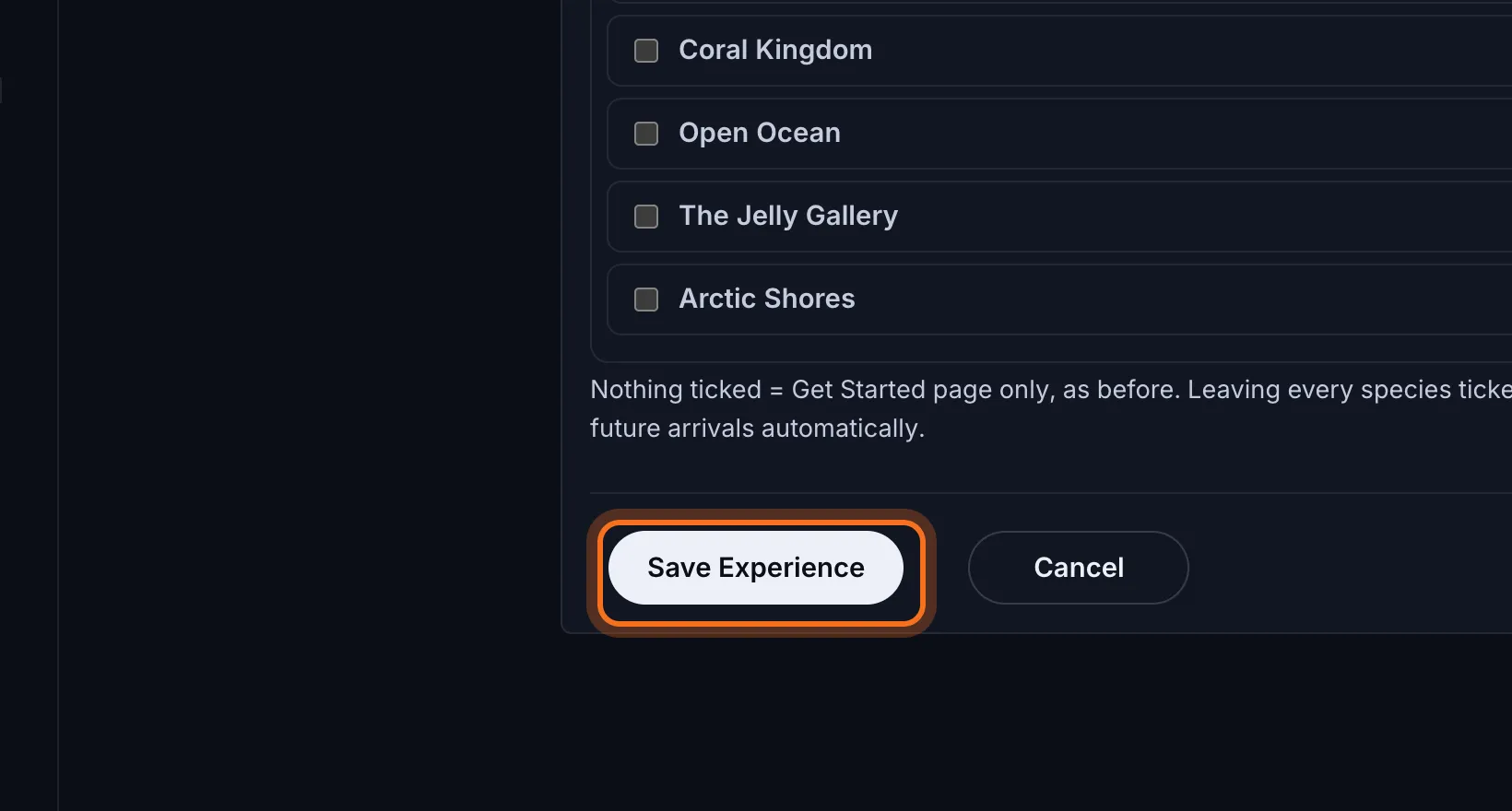 Step 7: Click Save Experience.
