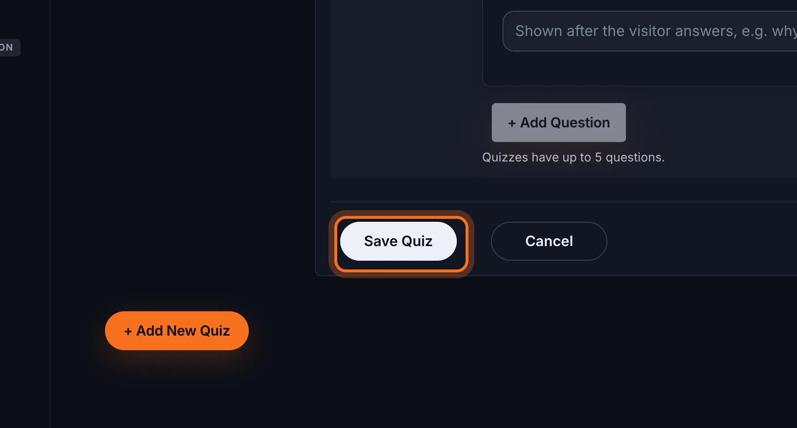 Step 9: Click Save Quiz. You'll see “Quiz updated successfully!”.