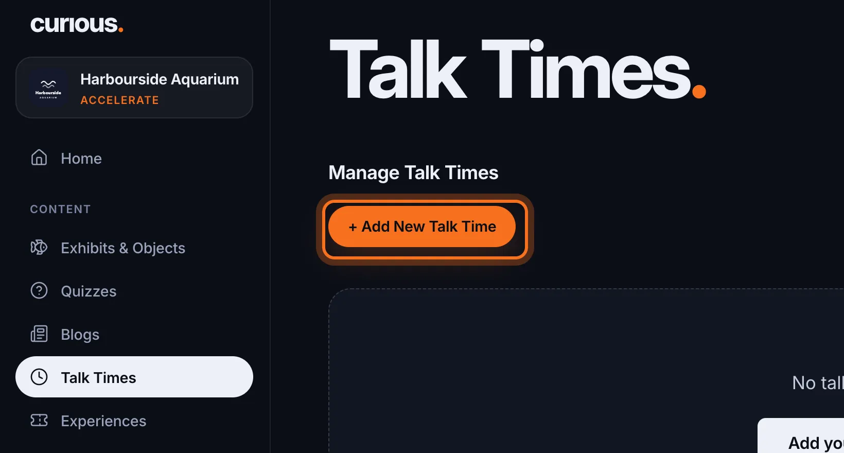 Step 2: Click + Add New Talk Time, at the top of the page.