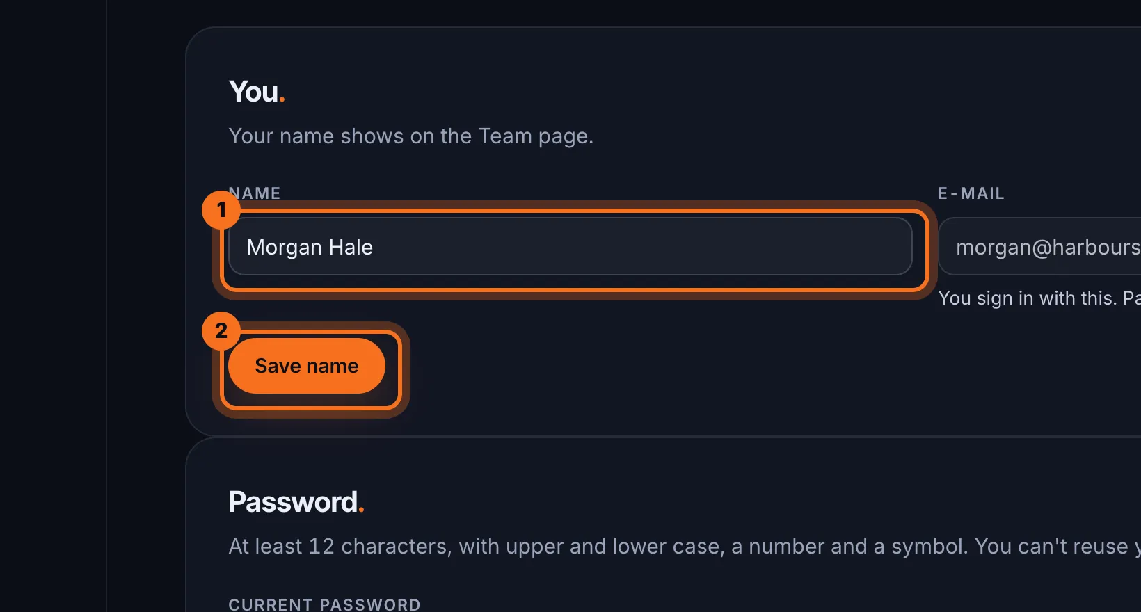 Step 2: To change your name, type it under Name and click Save name.