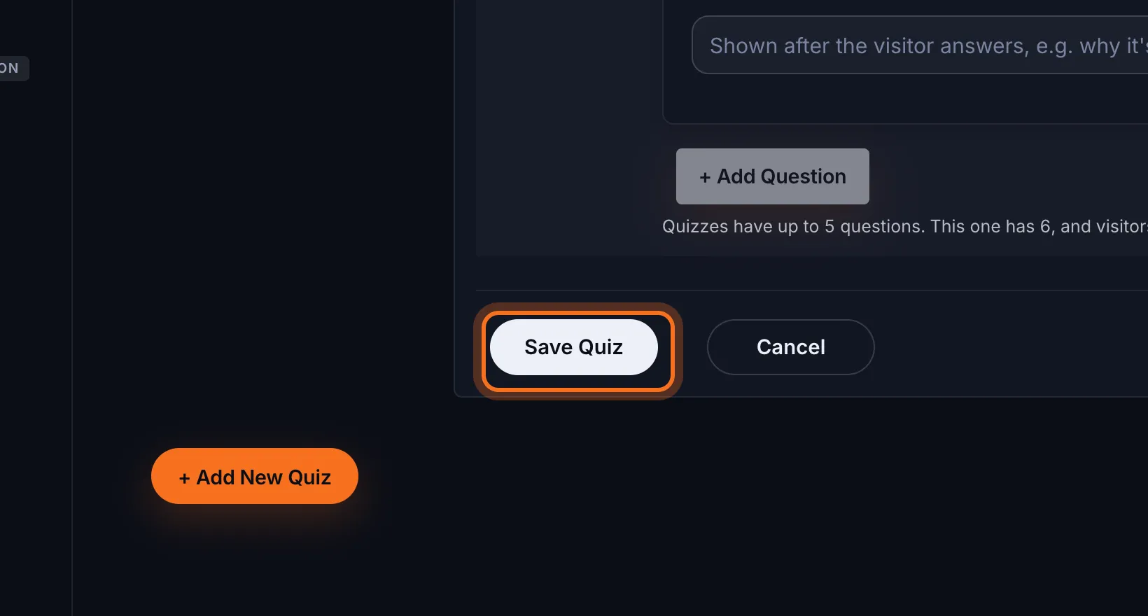 Step 5: Click Save Quiz.