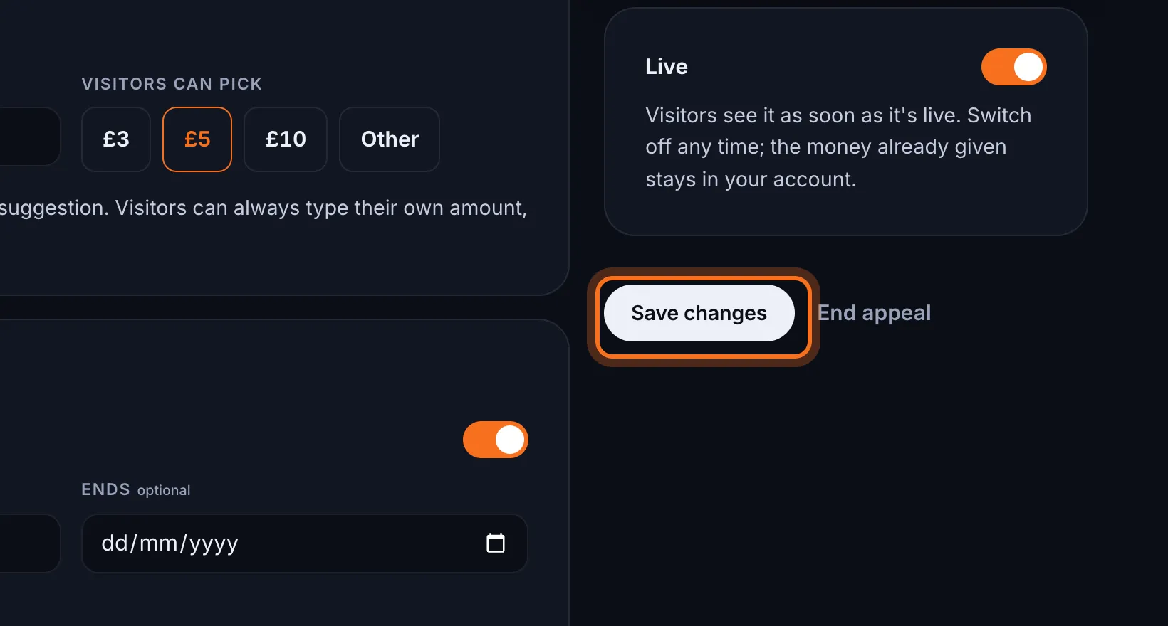 Step 6: Click Save changes.