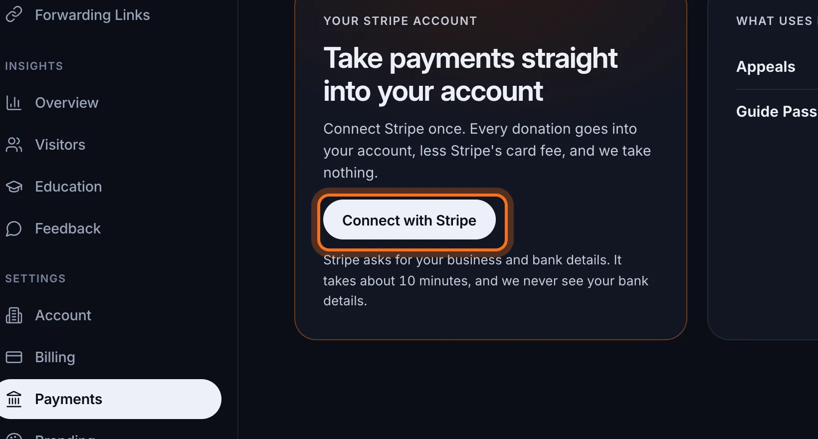 Step 2: Click Connect with Stripe.