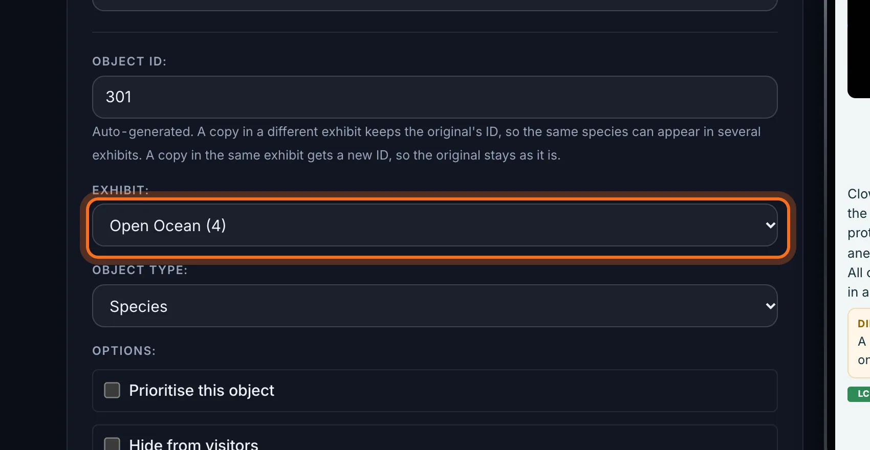 Step 5: Check that Exhibit shows the exhibit you're adding it to, not the one you copied from.