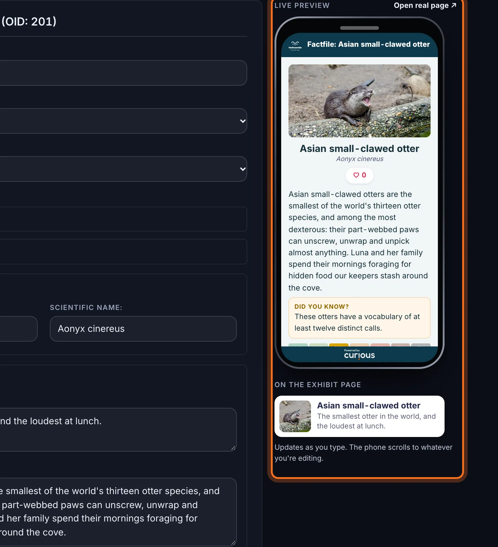 Step 5: Check the phone on the right. It shows the page visitors will see, and updates as you type.