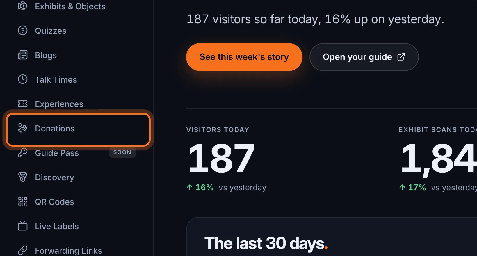 Step 1: In the sidebar, under Content, click Donations.
