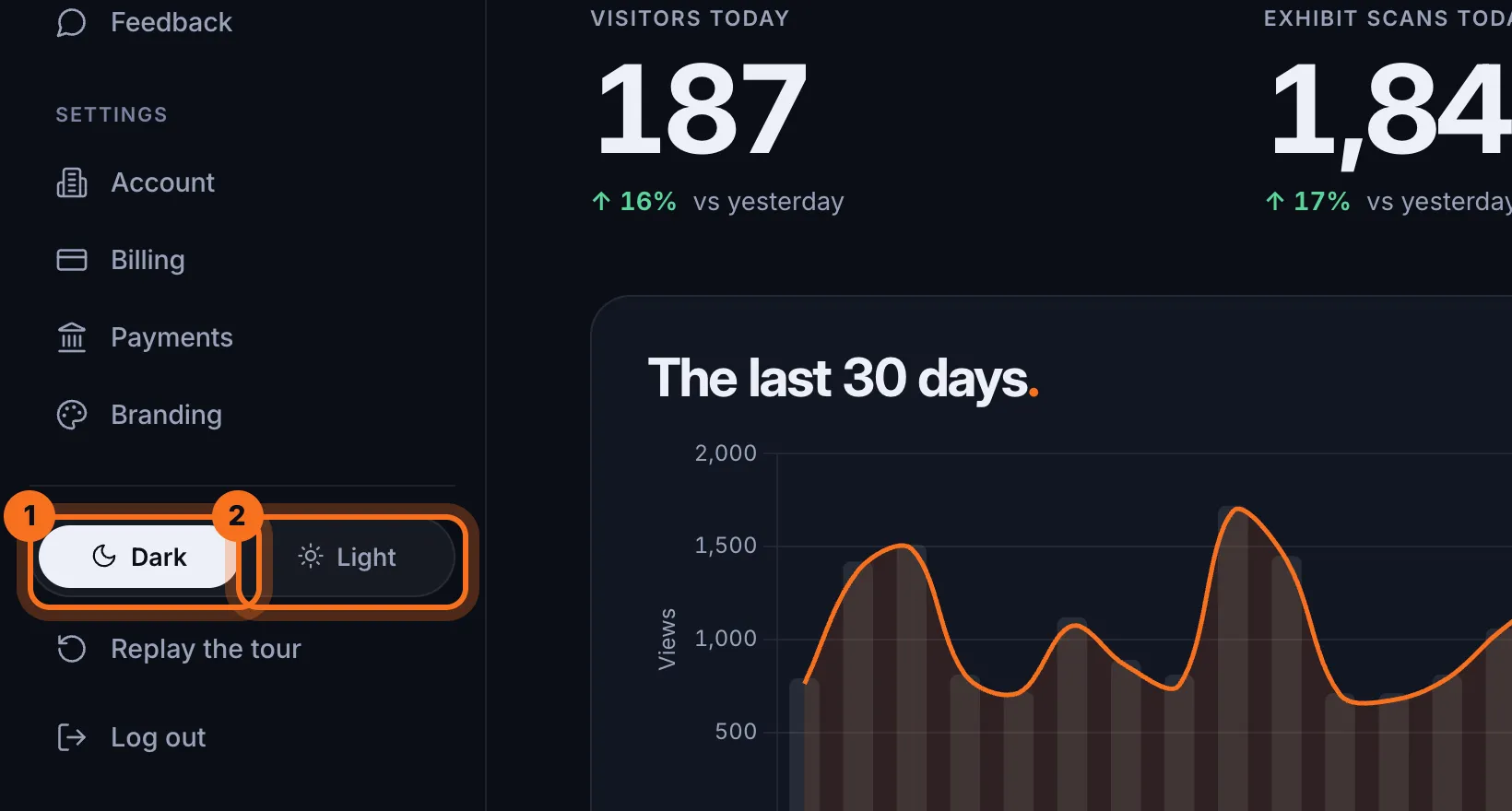 Step 1: At the bottom of the sidebar, click Light or Dark. Curious changes straight away.