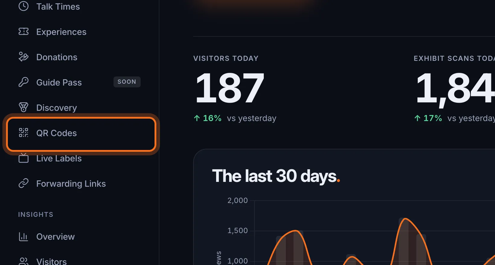Step 1: In the sidebar, under Content, click QR Codes.