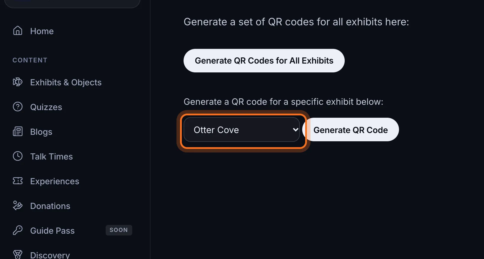 Step 2: Choose the exhibit from the list.