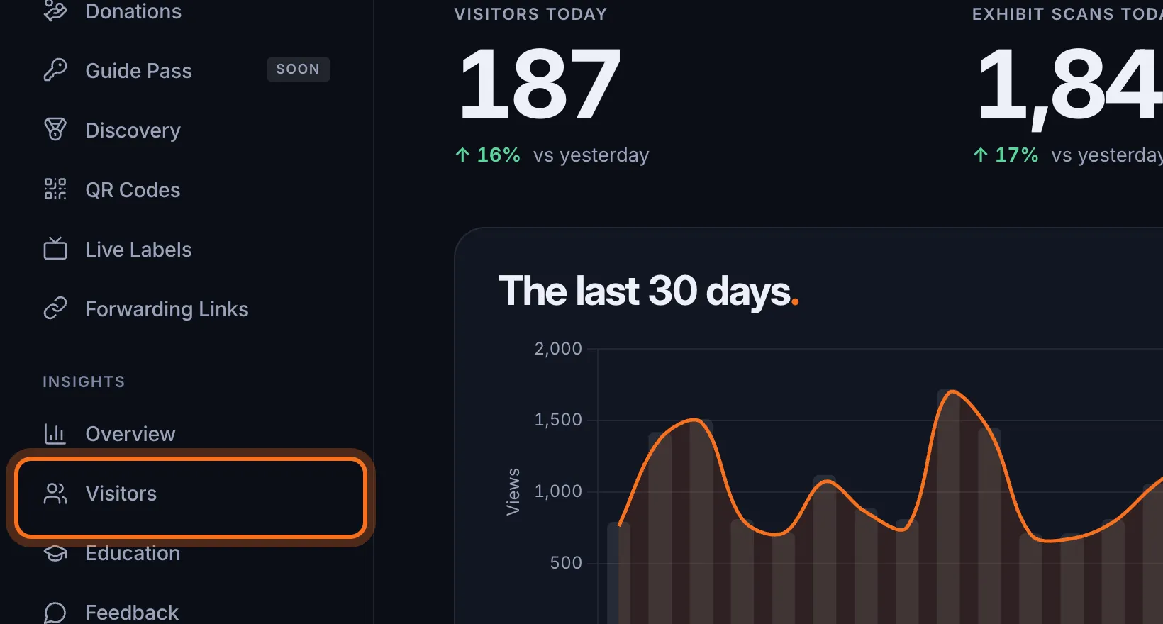 Step 1: In the sidebar, under Insights, click Visitors.