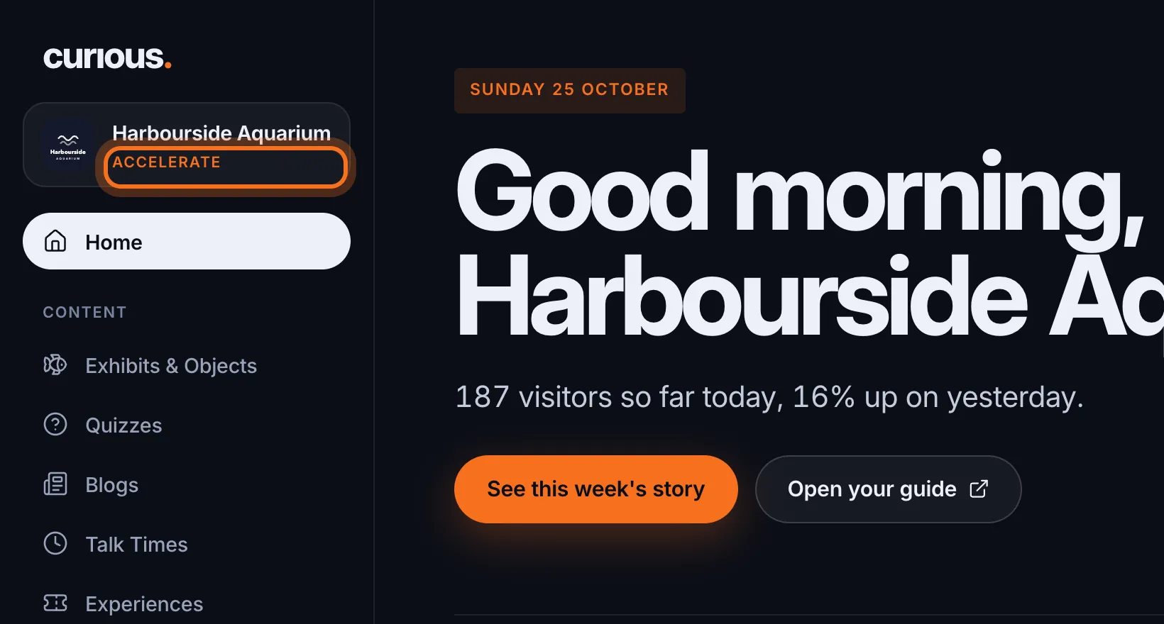 Step 1: Your plan's name is under your venue's name at the top of the sidebar.