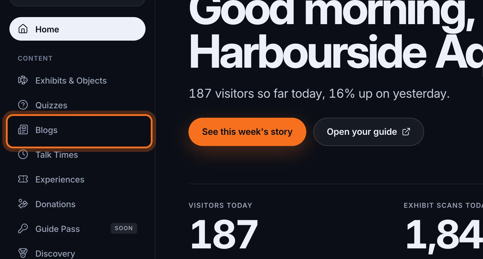 Step 1: In the sidebar, under Content, click Blogs.
